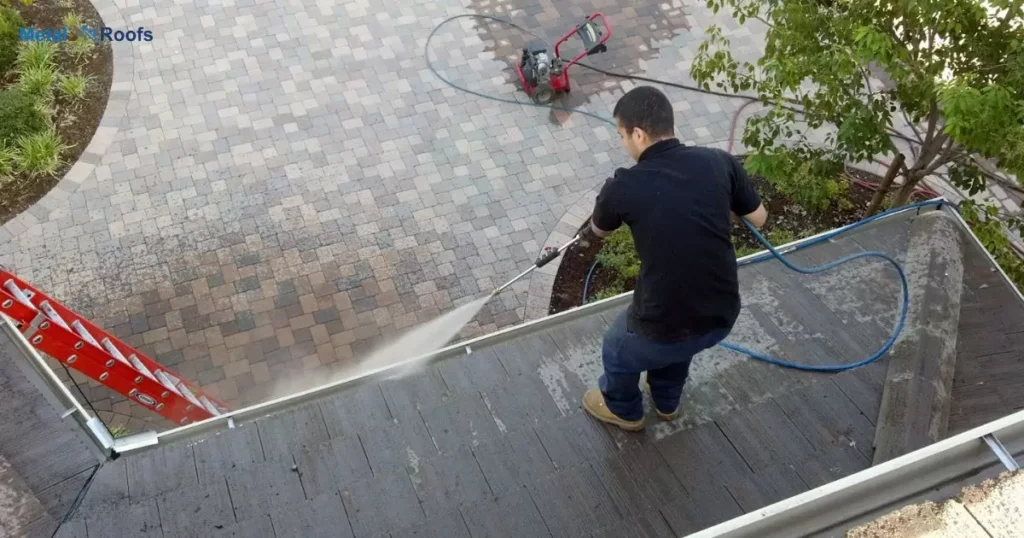 Power Washing Metal Roof